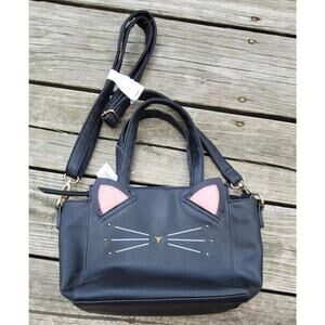New Kitty Cat Faux Leather Handbag Crossbody Removable Adjustable Strap